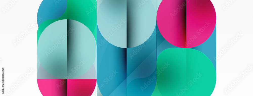 Circles and round shapes geometric minimal background. Transparent geometric shapes composition for wallpaper, banner, background or landing Circles and round shapes geometric minimal background. Transparent geometric shapes composition for wallpaper, banner, background or landing