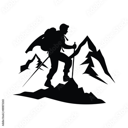 mountain climbers silhouette vector design