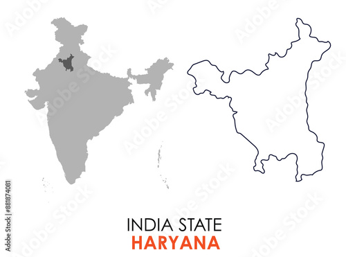 Haryana map of Indian state. Haryana map vector illustration. Haryana vector map on white background.