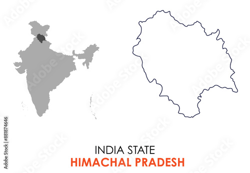 Himachal Pradesh map of Indian state. Himachal Pradesh map vector illustration. Himachal Pradesh vector map on white background.