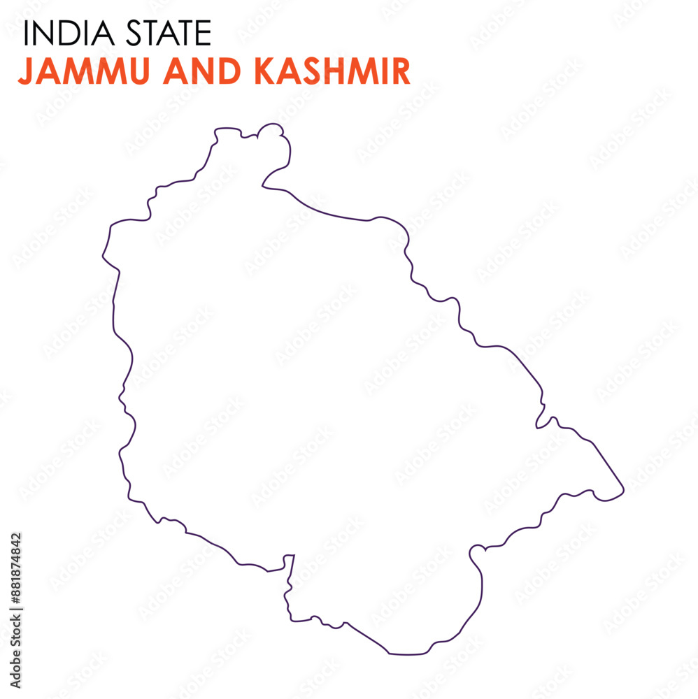 Jammu and kashmir map of Indian state. Jammu and kashmir map vector illustration. Jammu and kashmir vector map on white background. Jammu and kashmir map of Indian state. Jammu and kashmir map vector illustration. Jammu and kashmir vector map on white background.