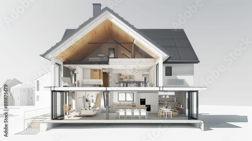 Fototapeta Naklejka Na Ścianę i Meble -  Architectural Cross-Section of a Modern Home
