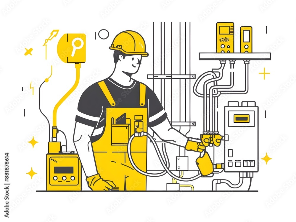 Electrical engineer, flat design illustration. Electrical engineer, flat design illustration.