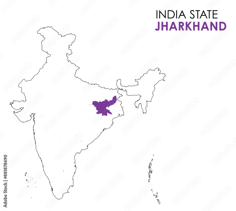 Jharkhand map of Indian state. Jharkhand map vector illustration. Jharkhand vector map on white background. Jharkhand map of Indian state. Jharkhand map vector illustration. Jharkhand vector map on white background.