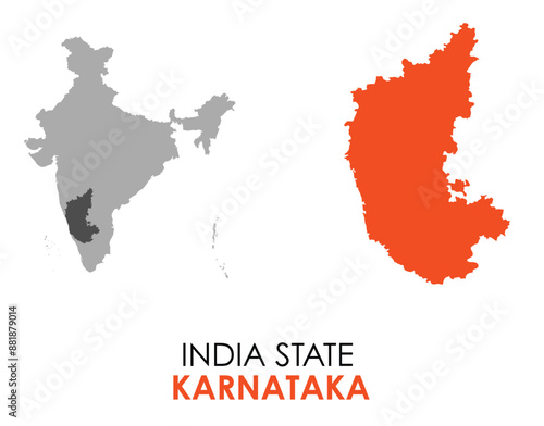 Karnataka map of Indian state. Karnataka map vector illustration. Karnataka vector map on white background.