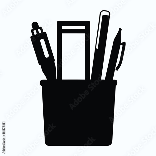 pen holder silhouette vector art design