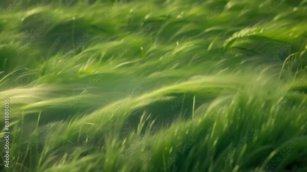 Lush green grass sways and bends gracefully in the wind, Lush and vibrant green grass swaying in the wind Lush green grass sways and bends gracefully in the wind, Lush and vibrant green grass swaying in the wind