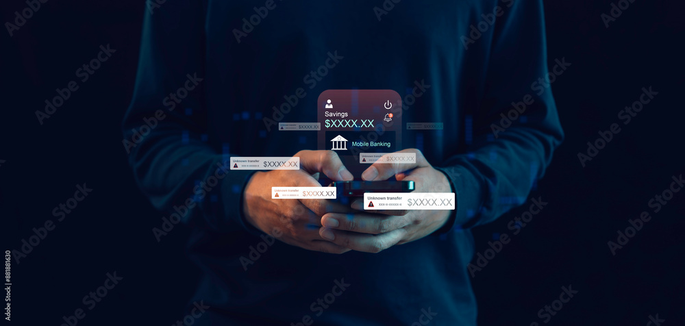 a mobile phone and viewing messages on mobile phone, SMS Notifications and spam messages on mobile phones Buy now pay later online shopping concept.