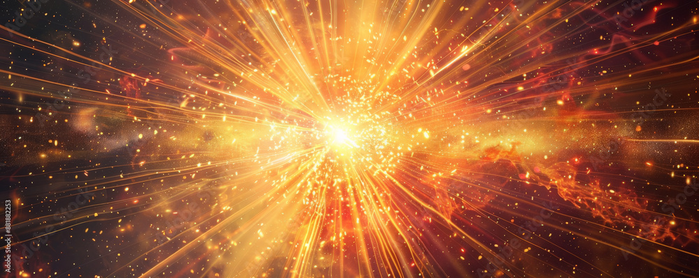An intense energetic background with a central explosion of light with rays and particles radiating outward, symbolizing dynamism. An intense energetic background with a central explosion of light with rays and particles radiating outward, symbolizing dynamism.