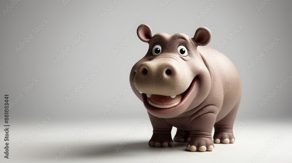 Cheerful cartoon hippopotamus on a white background. Cheerful cartoon hippopotamus on a white background.