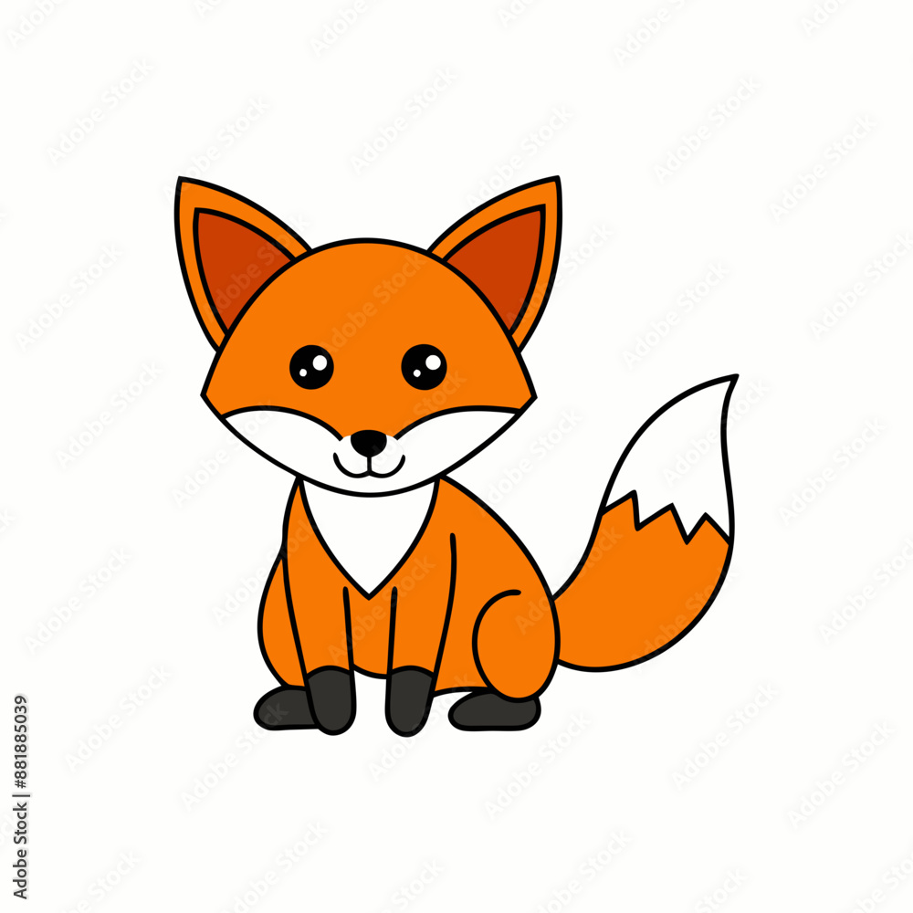 Fox Learns Icon Vector Art Illustration, Wildlife Animal Art on White Background Fox Learns Icon Vector Art Illustration, Wildlife Animal Art on White Background