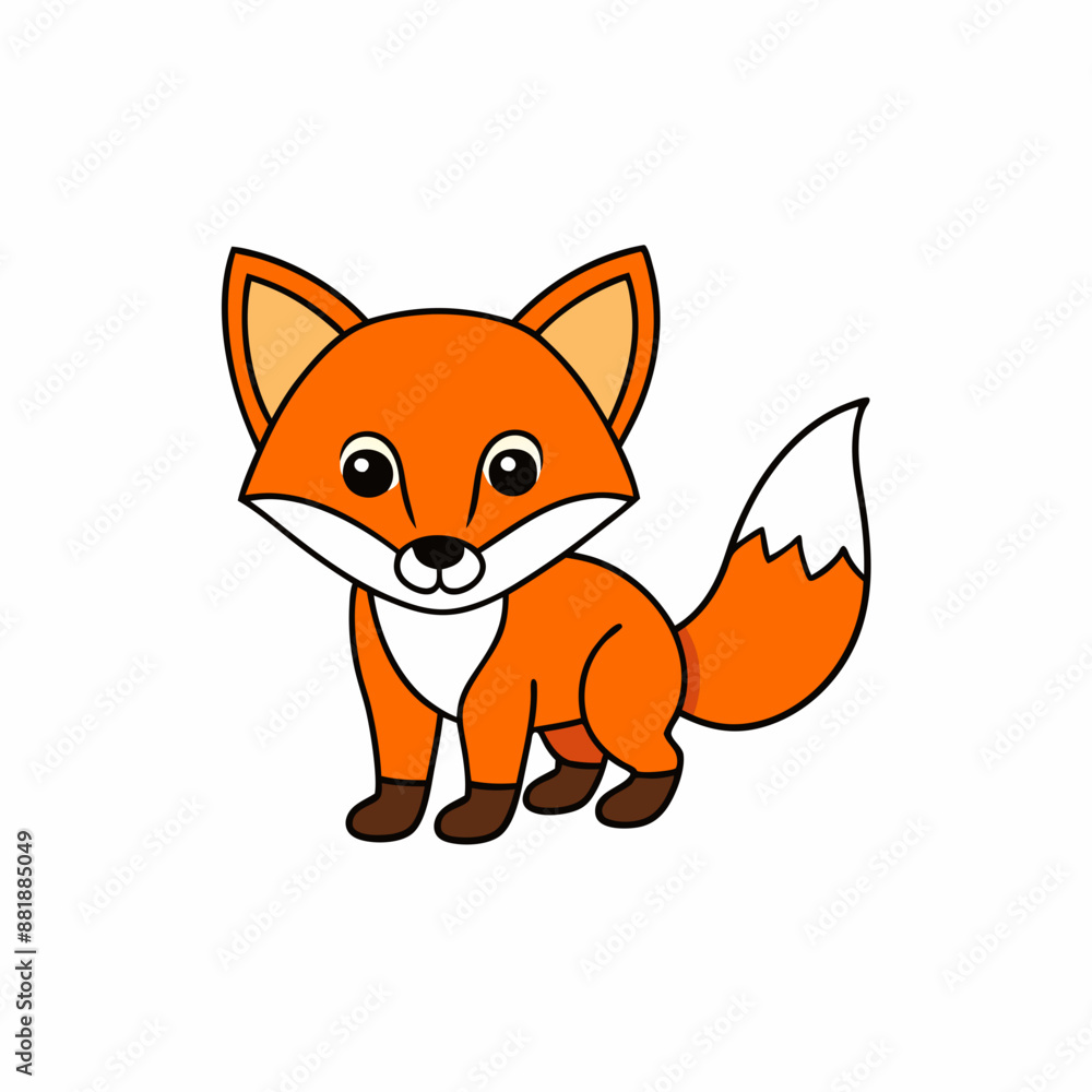 Fox Learns Icon Vector Art Illustration, Wildlife Animal Art on White Background Fox Learns Icon Vector Art Illustration, Wildlife Animal Art on White Background