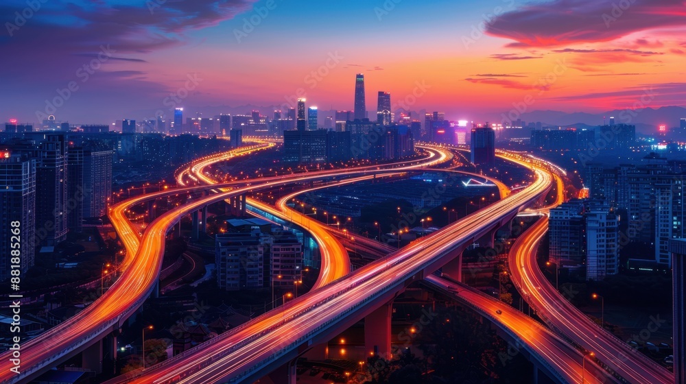 Fototapeta premium Construction: Specializes in building infrastructure like roads, bridges, buildings, and structures, covering residential, commercial, and industrial projects for comprehensive urban development.