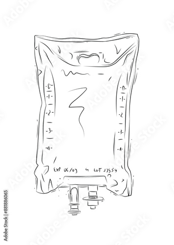 Obraz na płótnie Infusion bag for medical purposes drawing in graphic style on white background w salonie