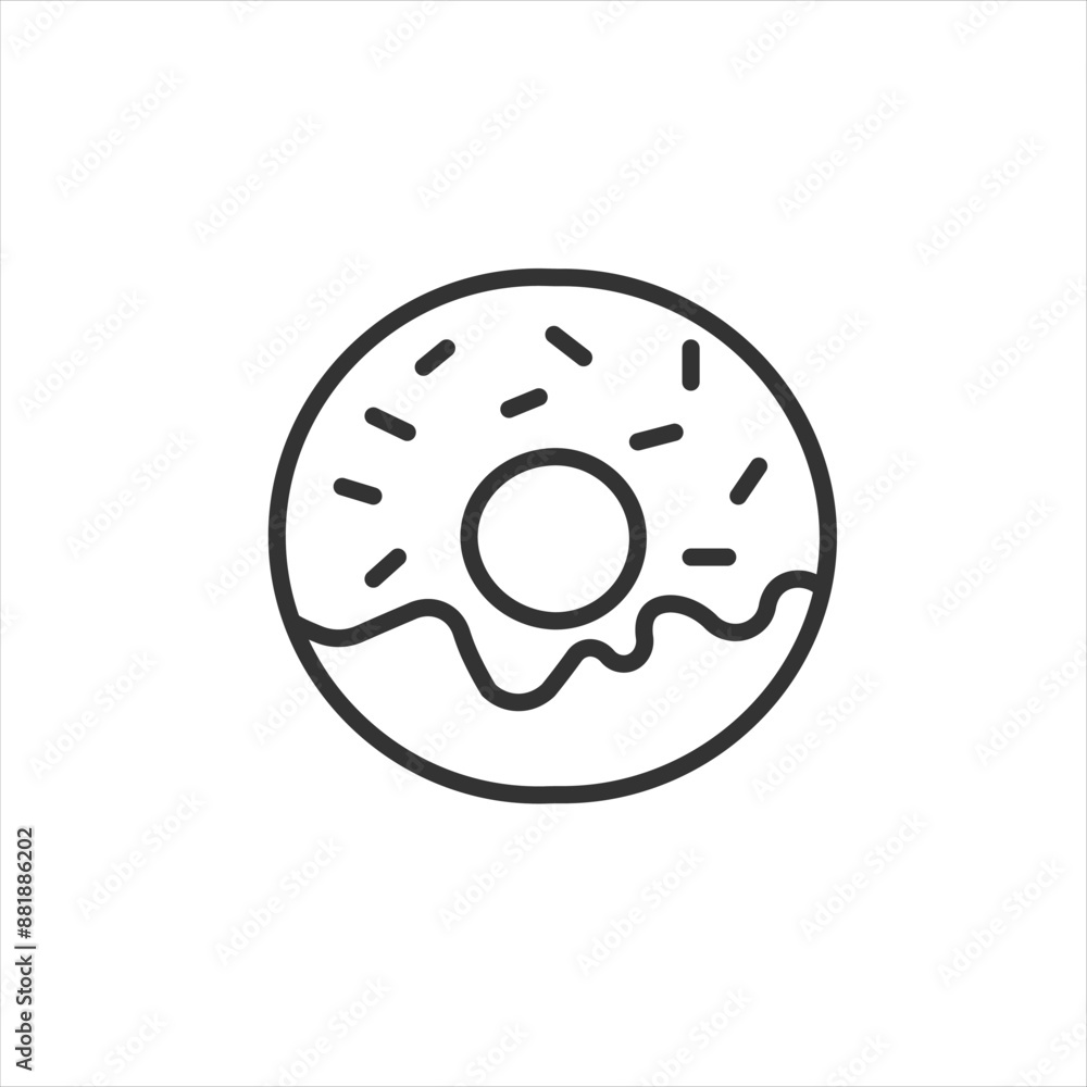 Donuts icon vector. Donut icons in line and flat style. Bitten donut, bakery, desserts, sweet donut with sprinkles sign and symbol. Donuts icon vector. Donut icons in line and flat style. Bitten donut, bakery, desserts, sweet donut with sprinkles sign and symbol.