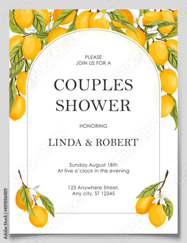 Lemon Citrus Italian Couple Shower Invitaton Card