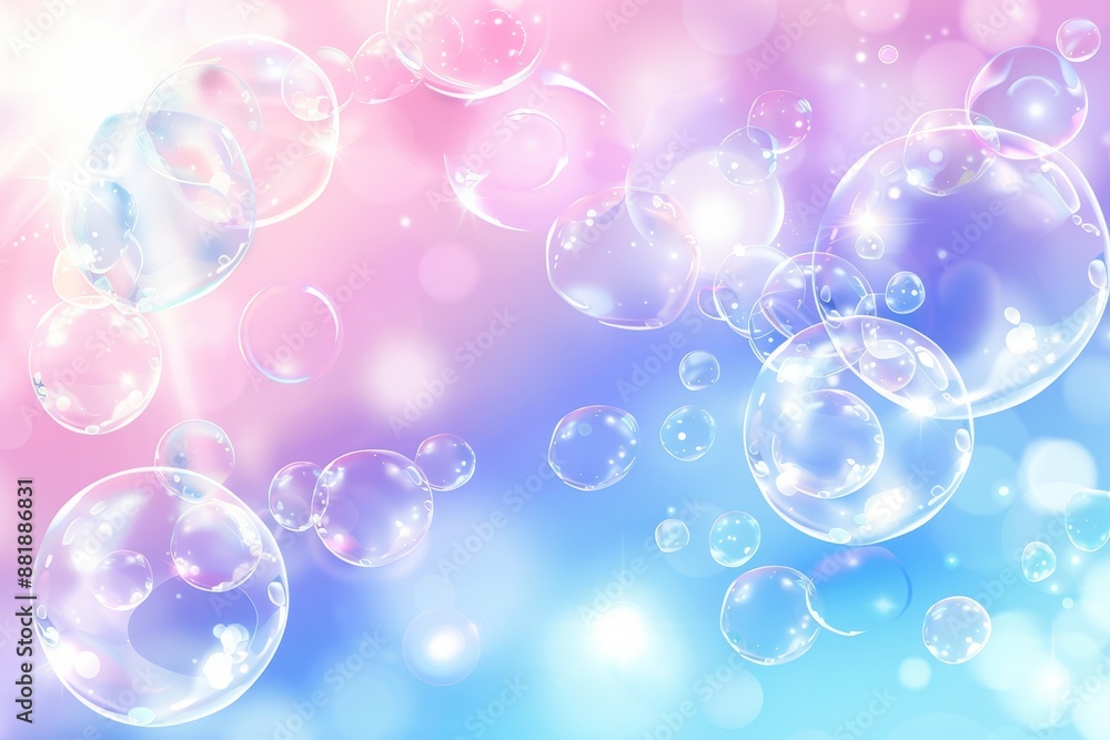 Abstract Background With Sparkling, Glowing Transparent Bubbles On A Pastel-Colored Ombre Abstract Background With Sparkling, Glowing Transparent Bubbles On A Pastel-Colored Ombre