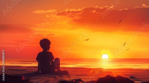 Silhouette of a Boy Against a Sunset © Zie