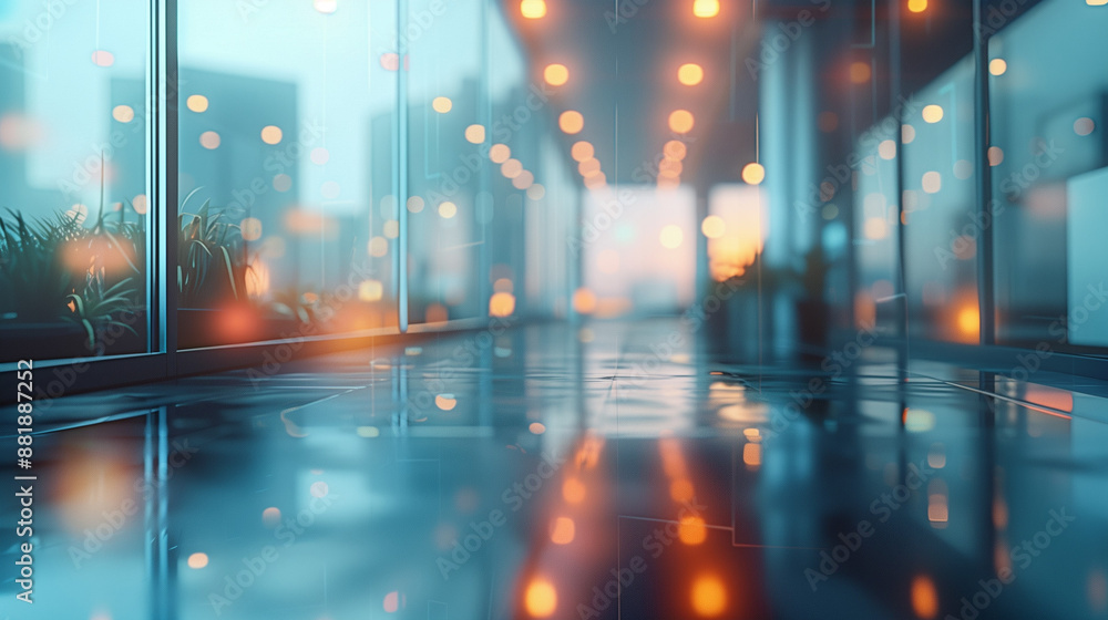 Abstract blur of a modern office interior with bright lighting. Abstract blur of a modern office interior with bright lighting.