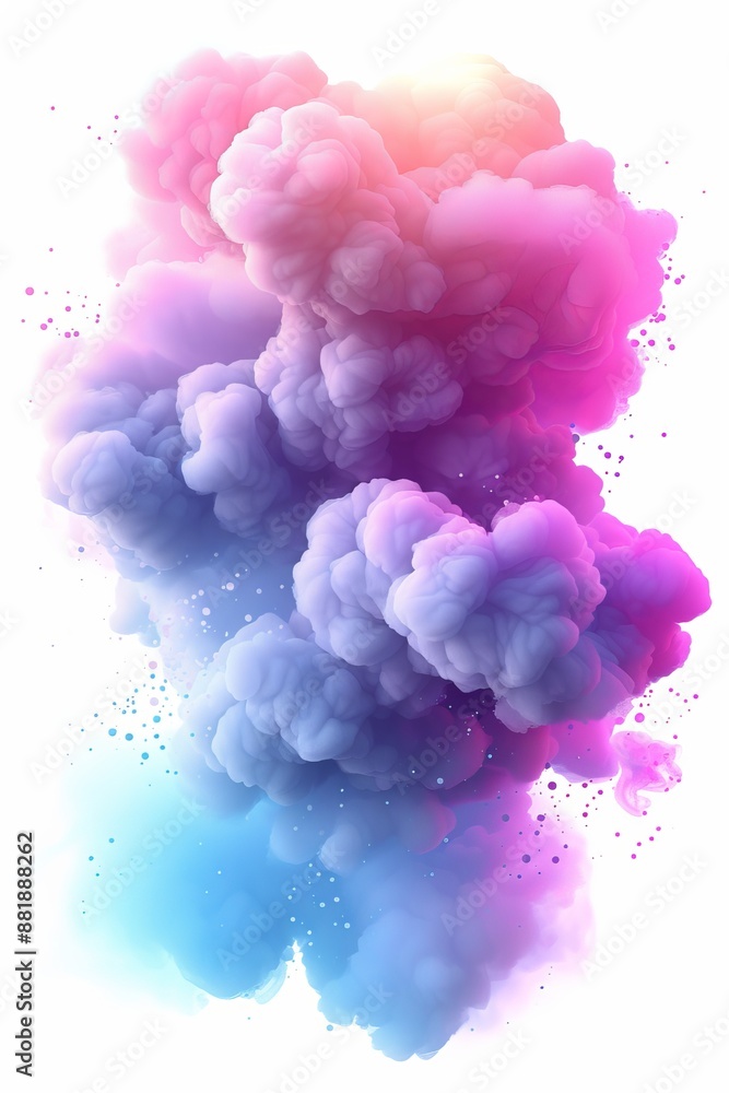 Fototapeta premium Colorful Explosion of Smoke Bomb, Abstract Color Powder Blast Isolated on White Background