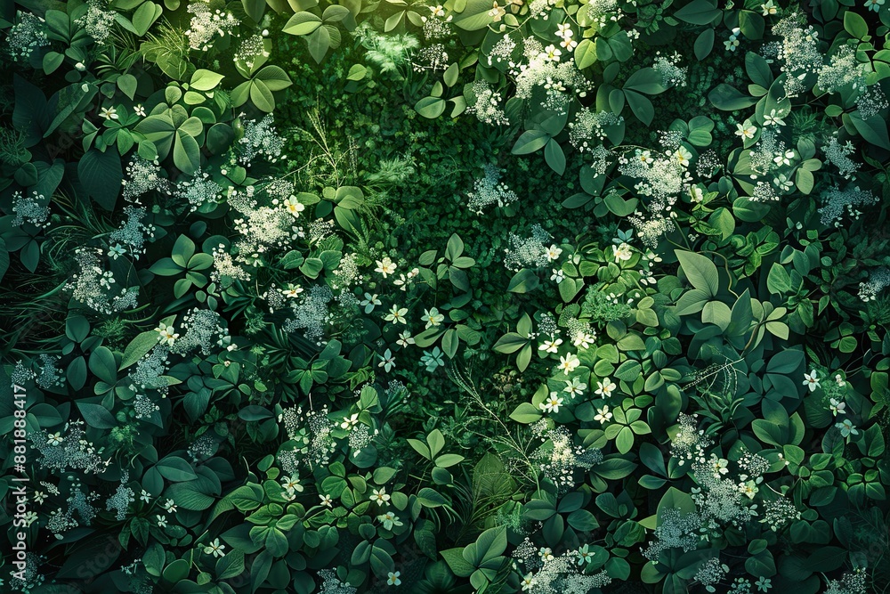 Lush Greenery with White Flowers Lush Greenery with White Flowers