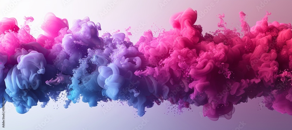 Abstract Colorful Ink Explosion A Vibrant Cloud of Pink and Blue Pigments on White Background Abstract Colorful Ink Explosion A Vibrant Cloud of Pink and Blue Pigments on White Background