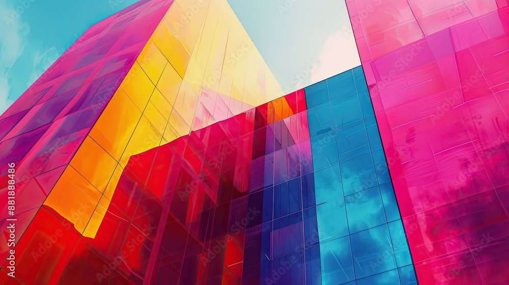 Fototapeta premium Abstract architecture in vibrant digital hues
