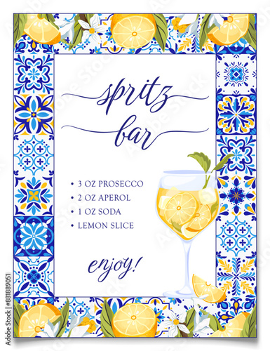 Blue Tiles and Lemons Aperol Spritz Bar Sign