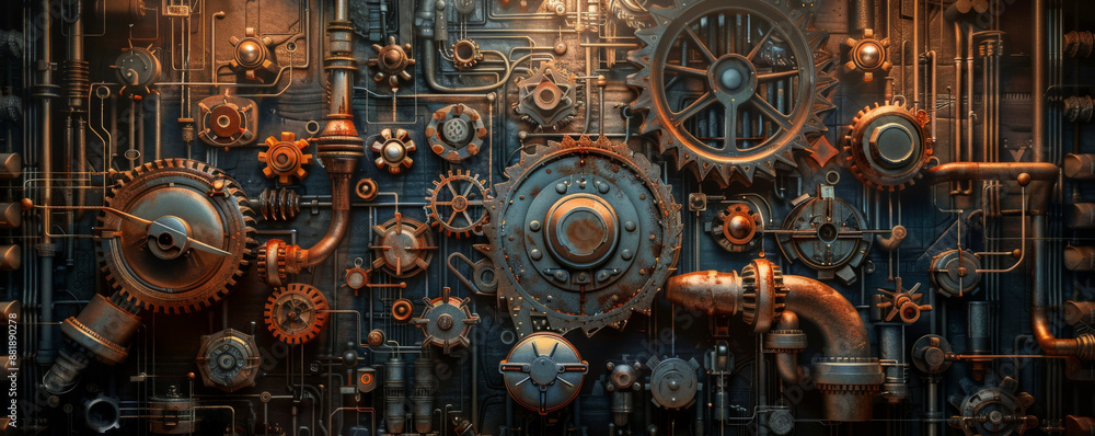 An industrial mechanical background with a variety of interconnected gears, pipes, and levers, creating a sense of complexity and functionality. An industrial mechanical background with a variety of interconnected gears, pipes, and levers, creating a sense of complexity and functionality.