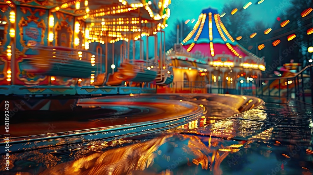 Blurred carnival lights in night time funfair Blurred carnival lights in night time funfair