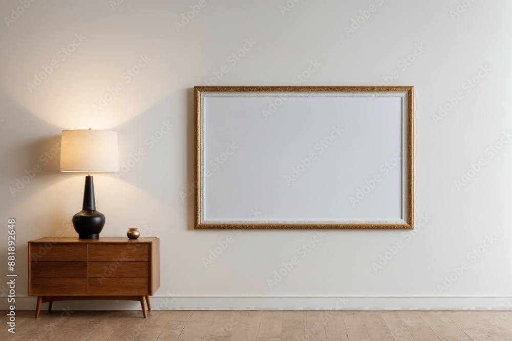 Leere gerahmte Leinwand in einer Wohnumgebung, für Mockups und Kunstillustrationen. Template für echte Kunstwerke. Leere gerahmte Leinwand in einer Wohnumgebung, für Mockups und Kunstillustrationen. Template für echte Kunstwerke.