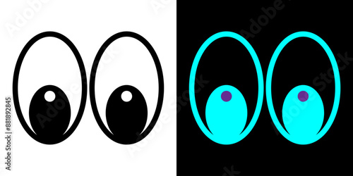 Emoji smile eyes look away stickers for chat messages.