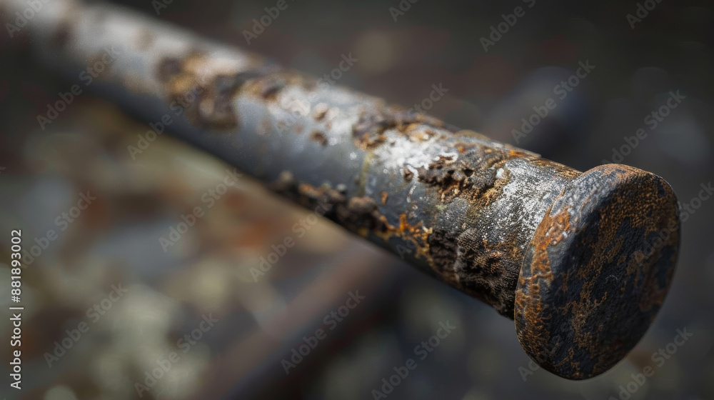 Close-up of a rusted cylindrical bar, emphasizing the intricate layers of rust and signs of long-term exposure to the elements. Close-up of a rusted cylindrical bar, emphasizing the intricate layers of rust and signs of long-term exposure to the elements.