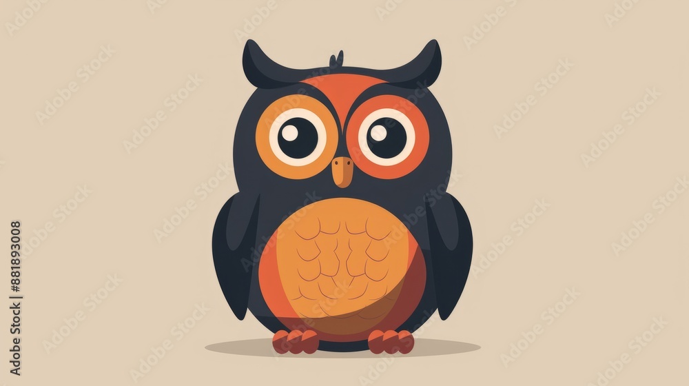 Owl with big eyes. Illustration of a cartoon cute owl. Owl with big eyes. Illustration of a cartoon cute owl.