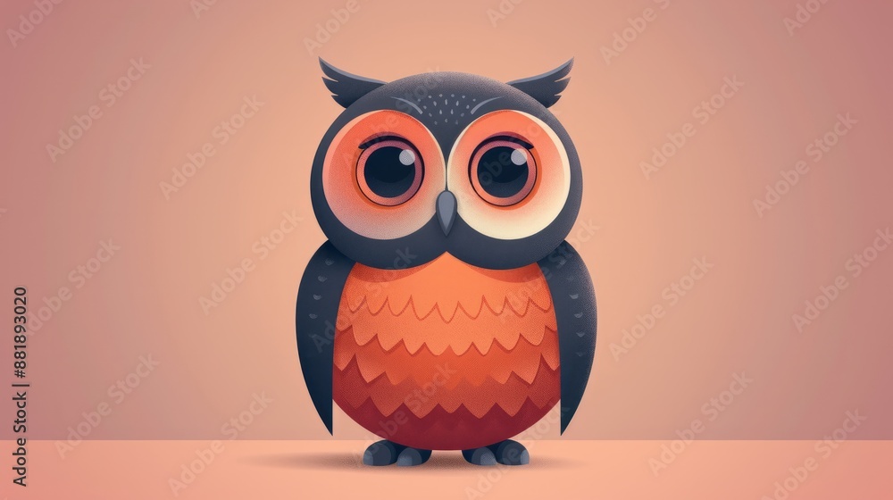 Owl with big eyes. Illustration of a cartoon cute owl. Owl with big eyes. Illustration of a cartoon cute owl.
