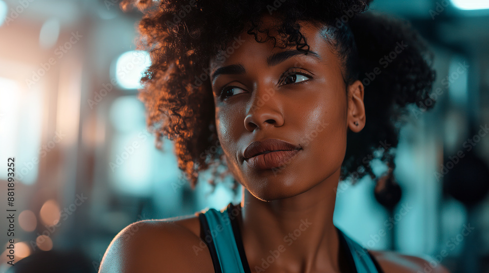 Obraz premium Black woman exercising at the gym.