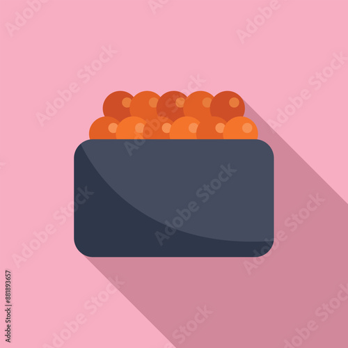 Delicious serving of salmon roe gunkan maki sushi is ready to be enjoyed