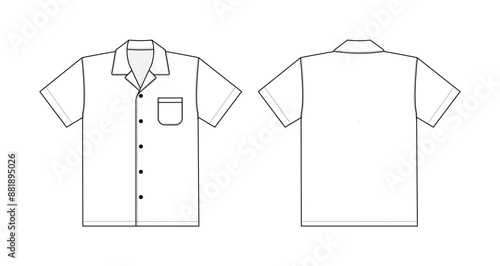 Hawaiian shirt (aloha shirt) vector template illustration