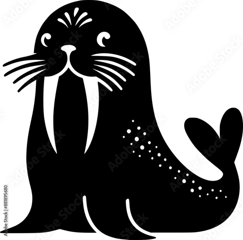 Silhouette cute walrus vector illustration