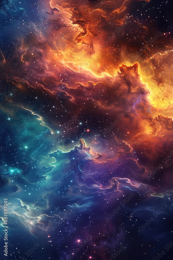 Fototapeta premium Colorful nebula in outer space with stars and galaxies