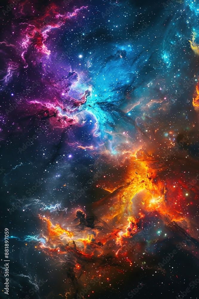 Obraz premium Colorful nebula in outer space with stars and galaxies