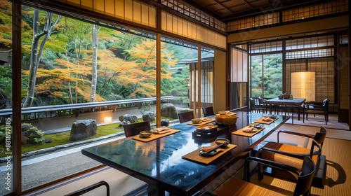 日本の高級旅館の和食レストラン