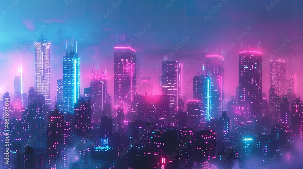 Futuristic skyline with tech-inspired designs Futuristic skyline with tech-inspired designs