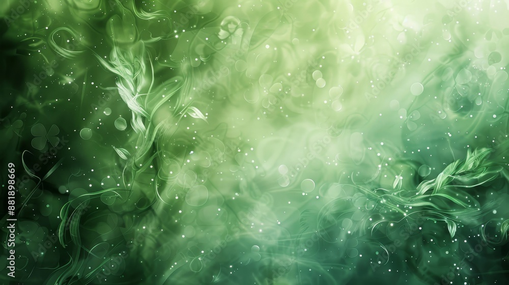 Abstract wallpaper with swirling green shades and shamrock hints background Abstract wallpaper with swirling green shades and shamrock hints background