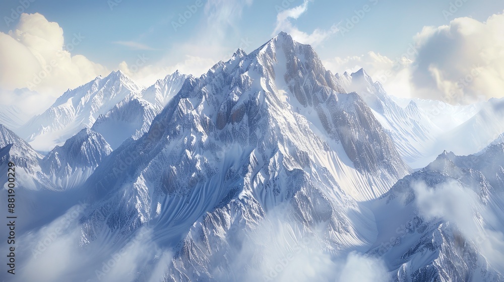 snowy mountains in winter
