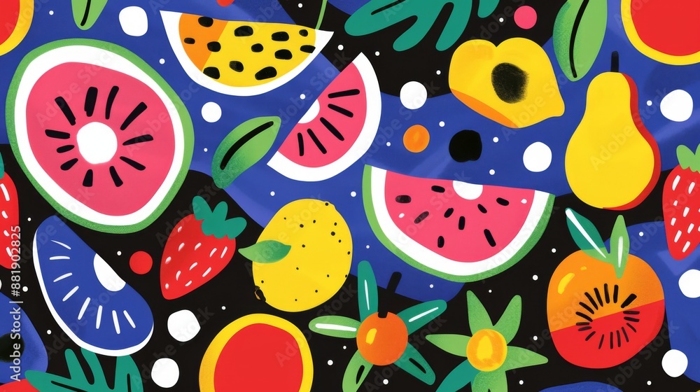Vibrant Fruit Pattern Illustration Vibrant Fruit Pattern Illustration