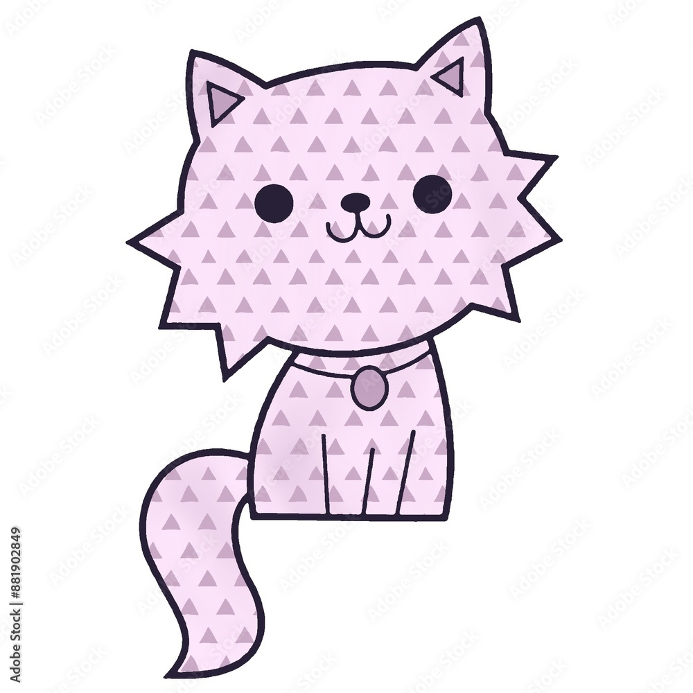 illustration of a smiling  cat with a pattern isolated on a white background