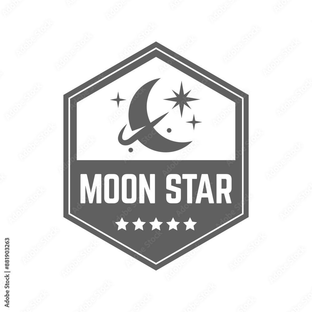 Vector logo a silhouette image of a crescent moon with stars. Vector logo a silhouette image of a crescent moon with stars.