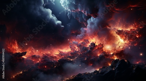 Wallpaper Mural Fiery Nebula with Stellar Dust and Clouds Torontodigital.ca