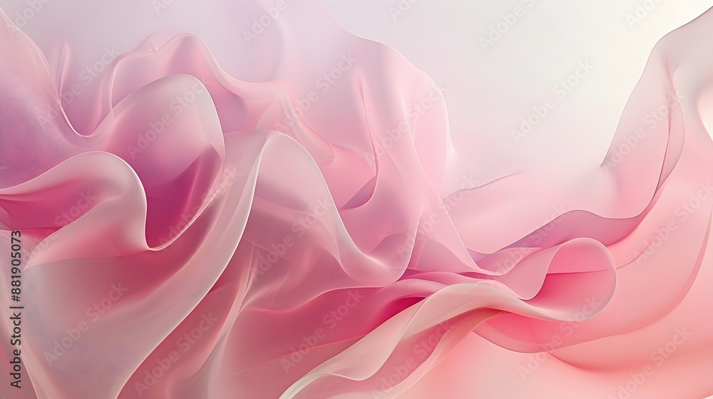 Obraz premium Minimalist abstract design featuring soft pink waves on a textured background, with gradients and a clean aesthetic for versatile use. 